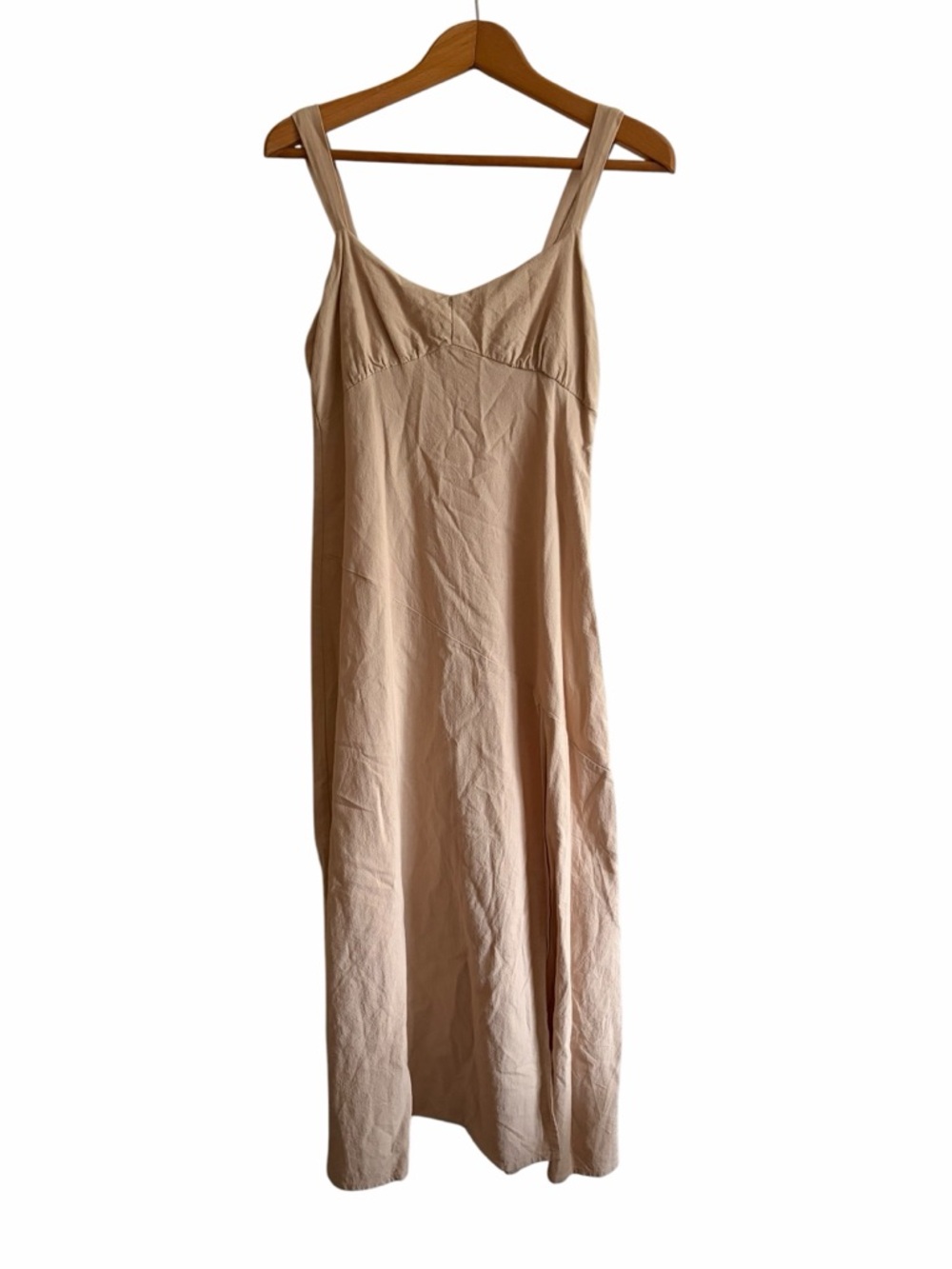 Altar'd State Beige Linen Midi Slip Dress with Side Slit - Picture 3 of 8